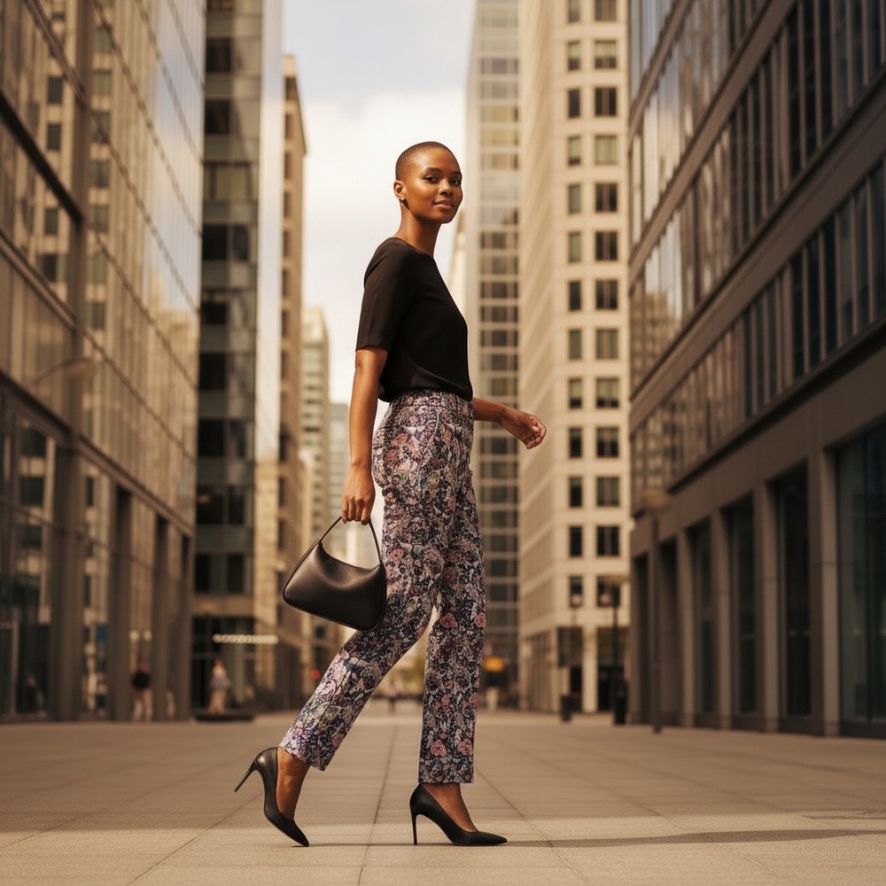 Zadig & Voltaire Floral Cropped Pants - Black and Purple